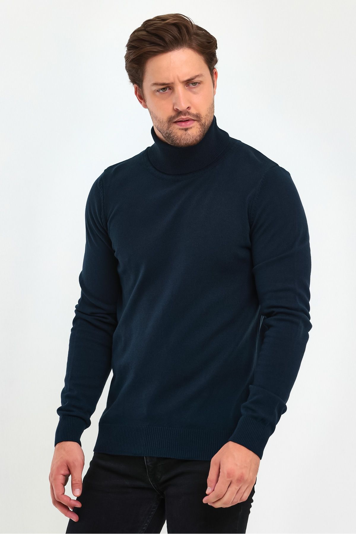 Lafaba Men s Navy Blue Turtleneck Basic Knitwear Sweater Trendyol