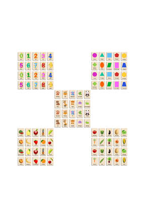 Ahtek Ahşap Yapboz Zeka Kartları Eşleştirme Oyunu Hafıza Kartı Puzzle 5Li SET...