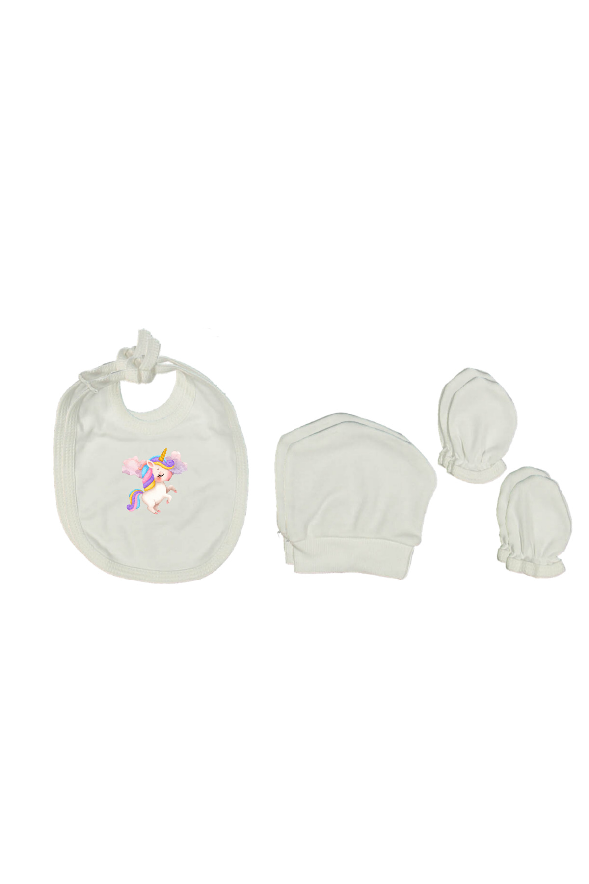 Leone Handmade İsme Özel Unicorn Baskılı %100 Pamuklu Yenidoğan Kız Bebek Hastane Çıkışı İsimli Nakışlı 5 Parça Set fotoğrafı 3 (önizleme)