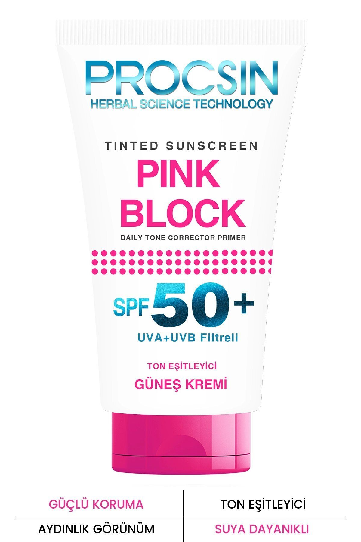 PROCSIN کرم ضد آفتاب Spf50 Pink Block  ضد قرمزی پوست 50 میل