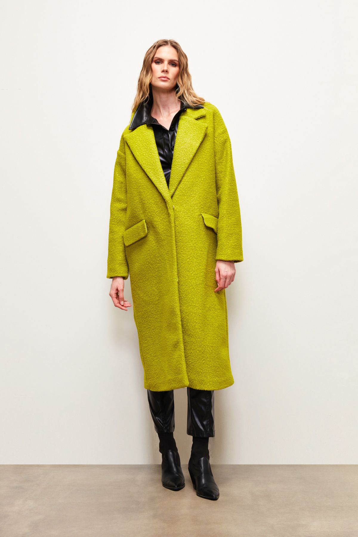 Yellow top boucle coat