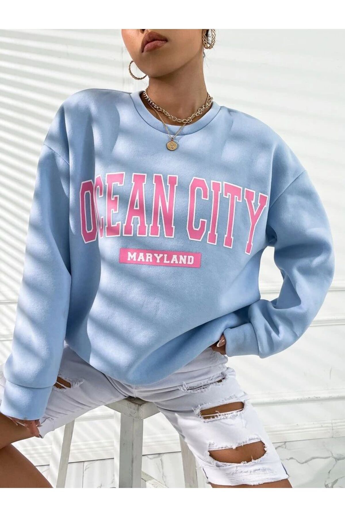 Baycombine35 Women s Baby Blue Ocean City Maryland Printed