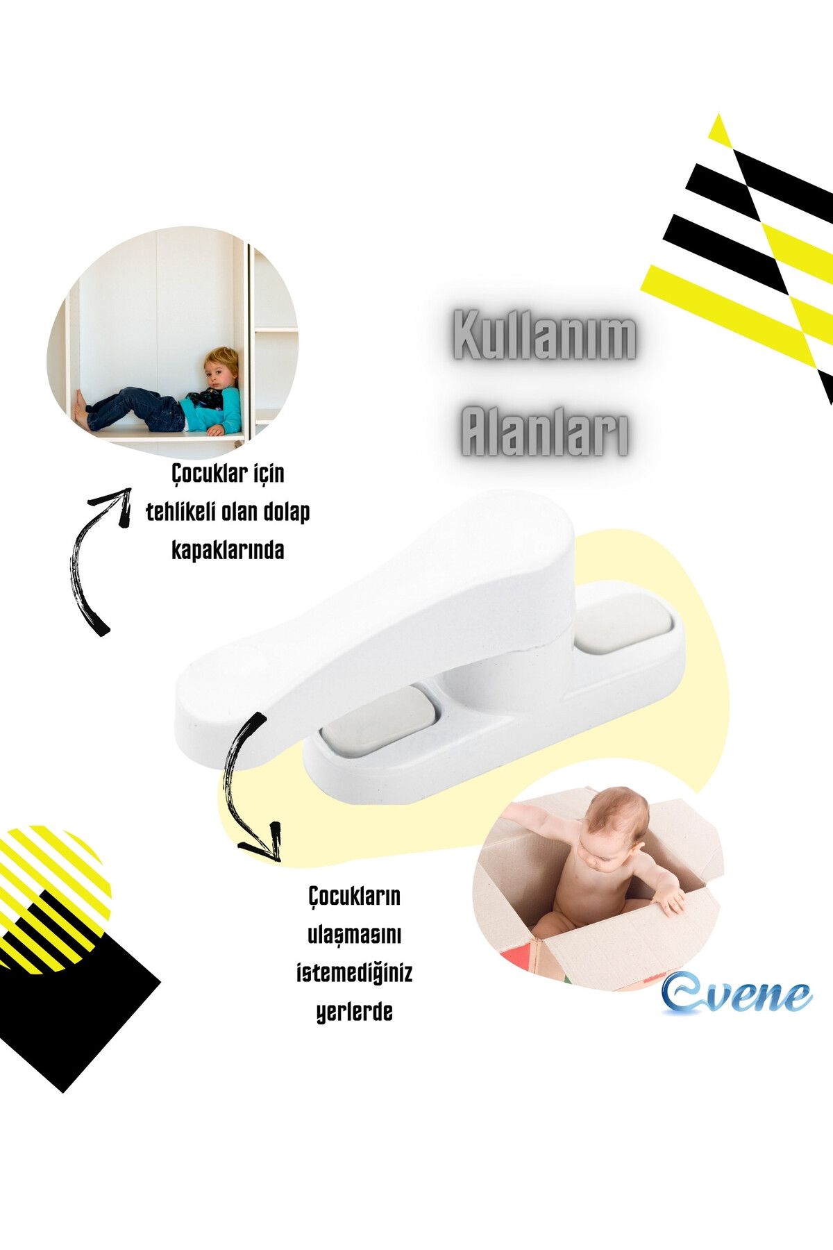 Evene-Pimapen Door Lock Pimapen Window Lock Window Safety Lock Latched Lock 2 Pieces White 6