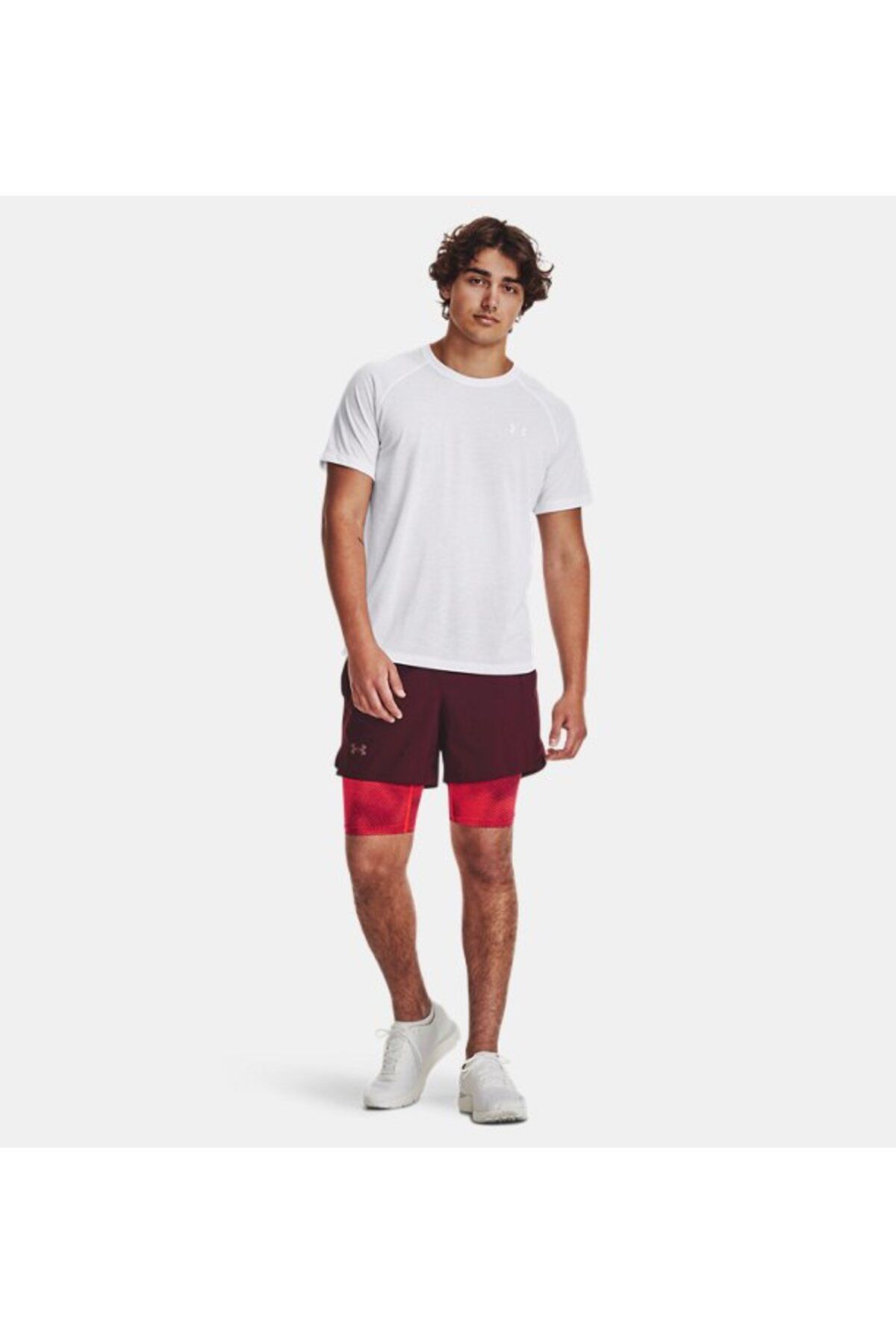 شورت ورزشی قرمز مردانه UA 5 '' 2 'را در 1 1380886 600 راه اندازی کنید Under Armour