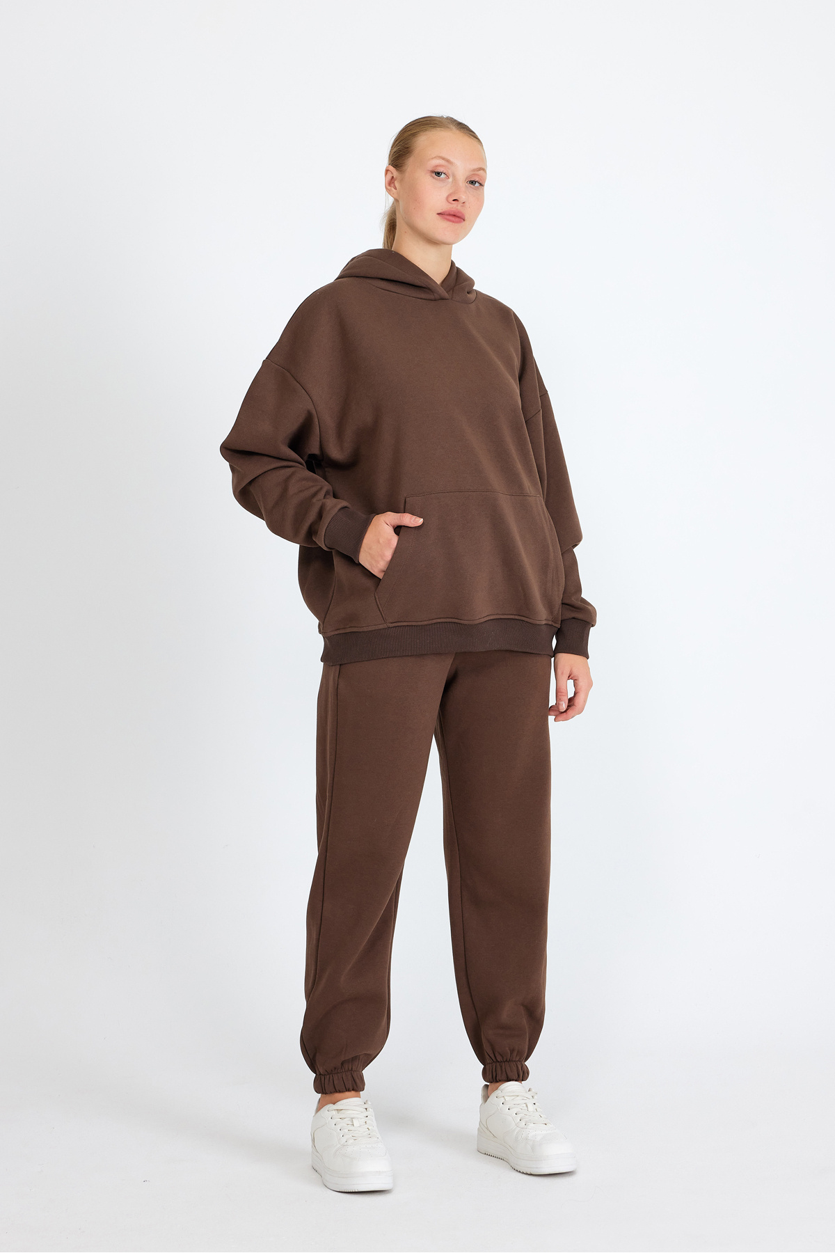 Yumuşak Oversize Eşofman Altı - Kahverengi