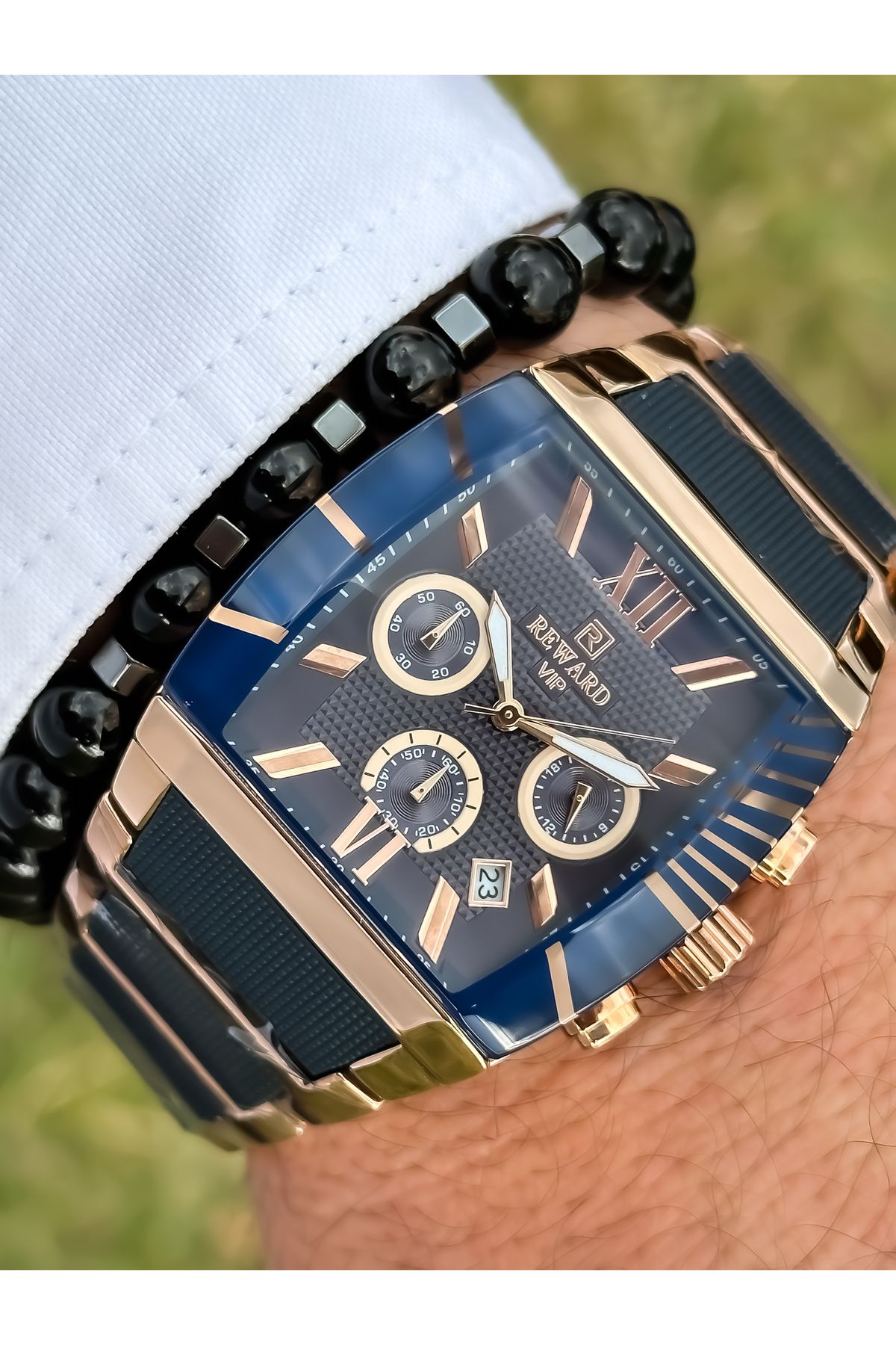Reward-Functions Active Dark Blue Color Men's Wristwatch + Bracelet with Special Lock System 2