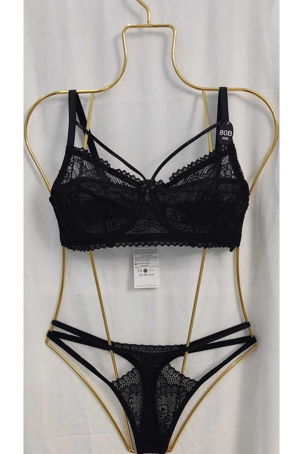 ARONA Siyah Kapsız Şeritli Bralet Sütyen Tanga Iç Çamaşırı Takımı - G-211 -  Lingerie Haven Fiyatı, Yorumları - Trendyol