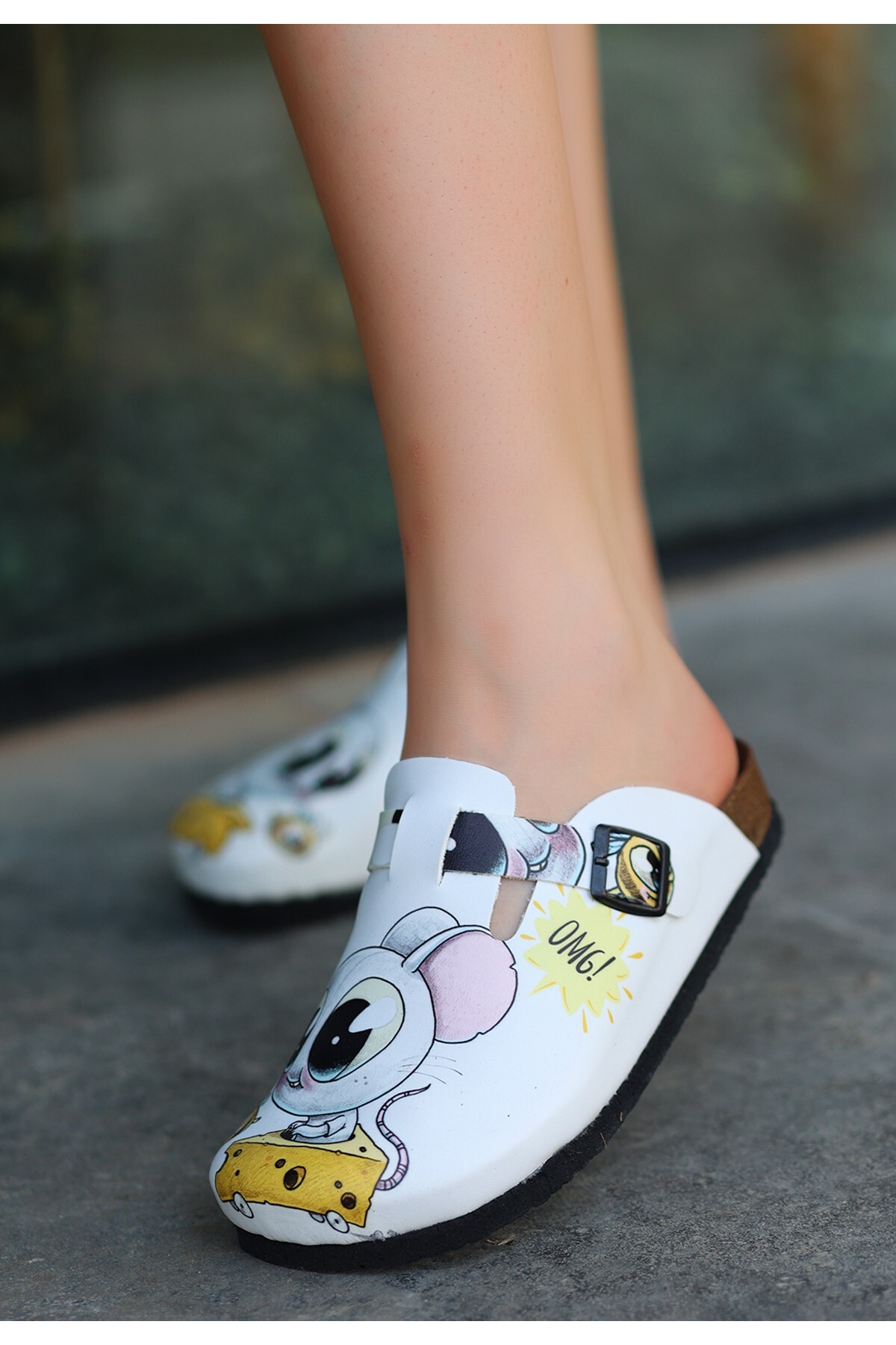 Tonny Beyaz Cilt Fareli Terlik