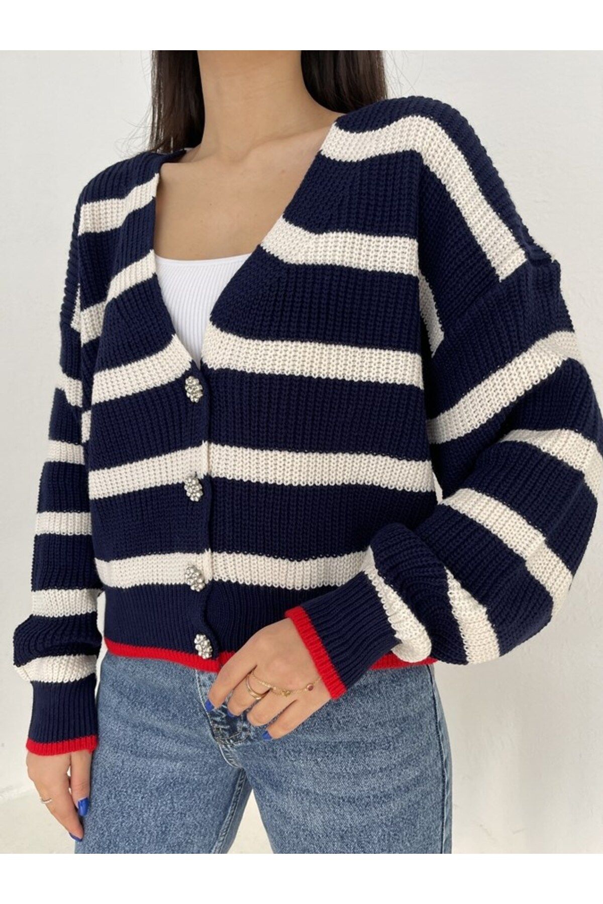 Navy blue long cardigan sweater store