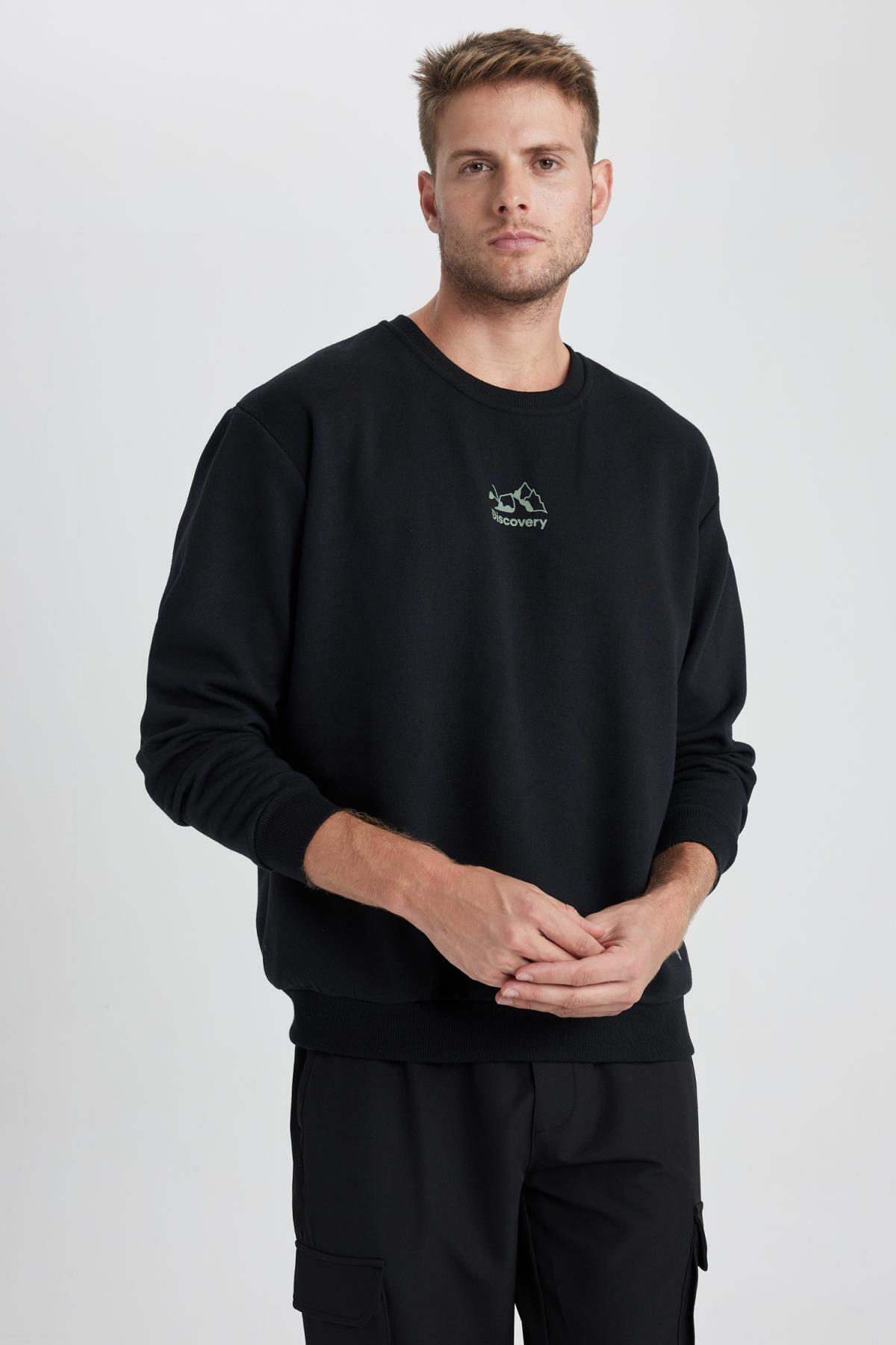 سویشرت مردانه مشکی دفاکتو | Y2582AZ23AU اورجینال - تصویر 3