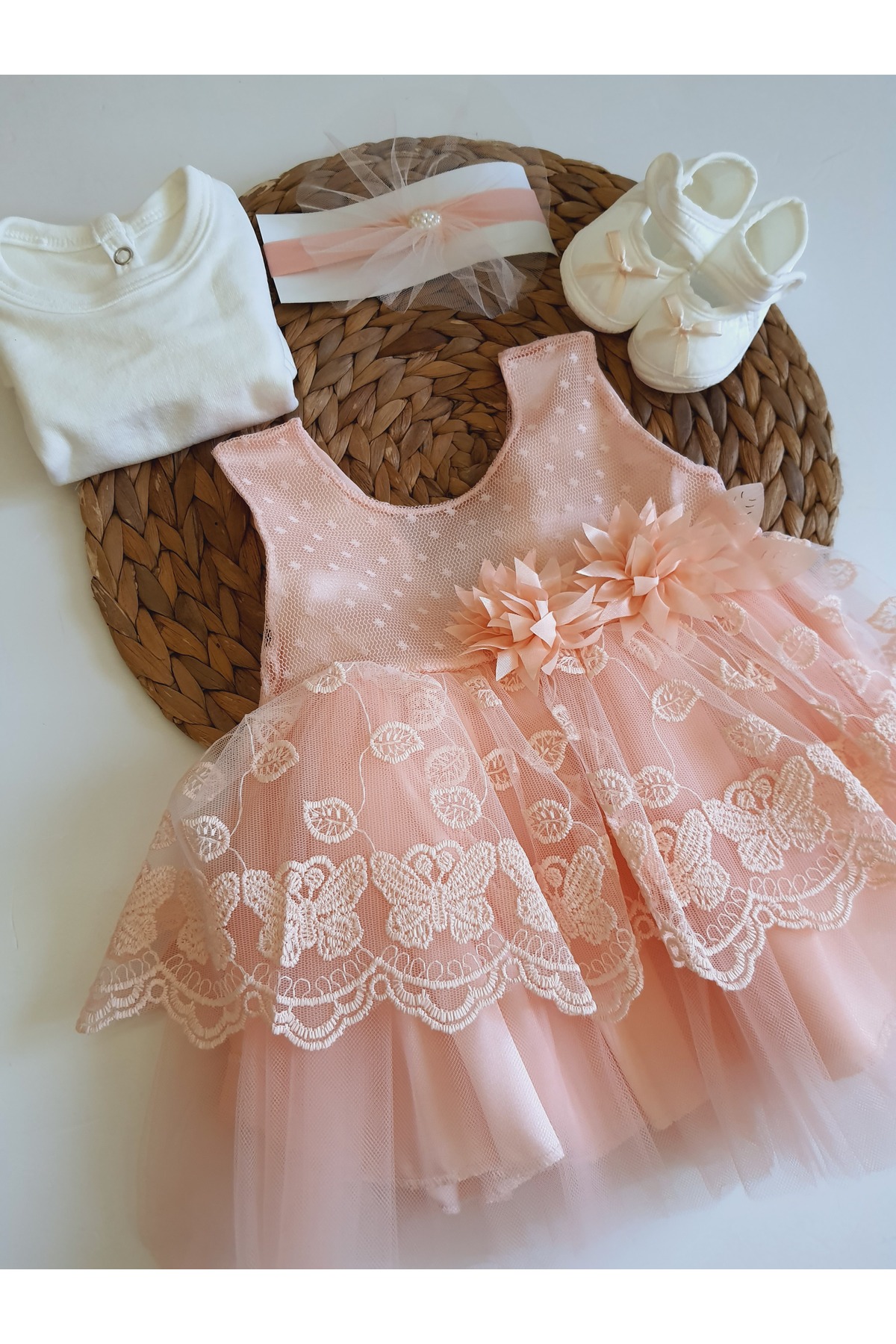 PİLEKİ BABY Kız Bebek Mevlüt Takımı Bebek Prenses Elbise Dantelli Elbise 0 4 Ay Bebek Hediyelik fotoğrafı 2 (önizleme)
