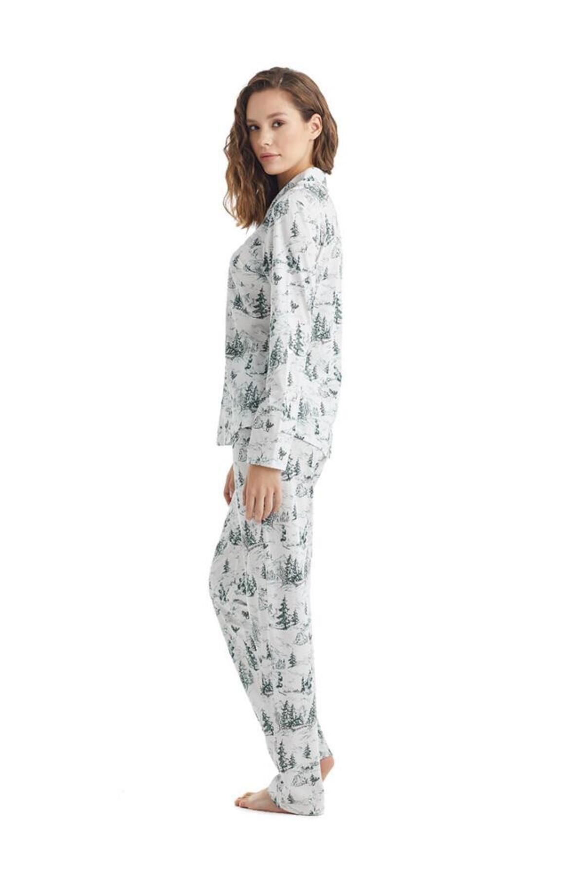 Blackspade-Costum de pijama cu model cu guler de cămașă cu mânecă lungă pentru femei C5T1N2O35 2