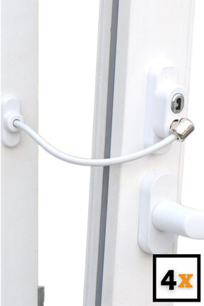Viselia Beyaz Pencere Kilidi 4 Adet Halatlı Çocuk Güvenlik Emniyet Hırsız Pim...