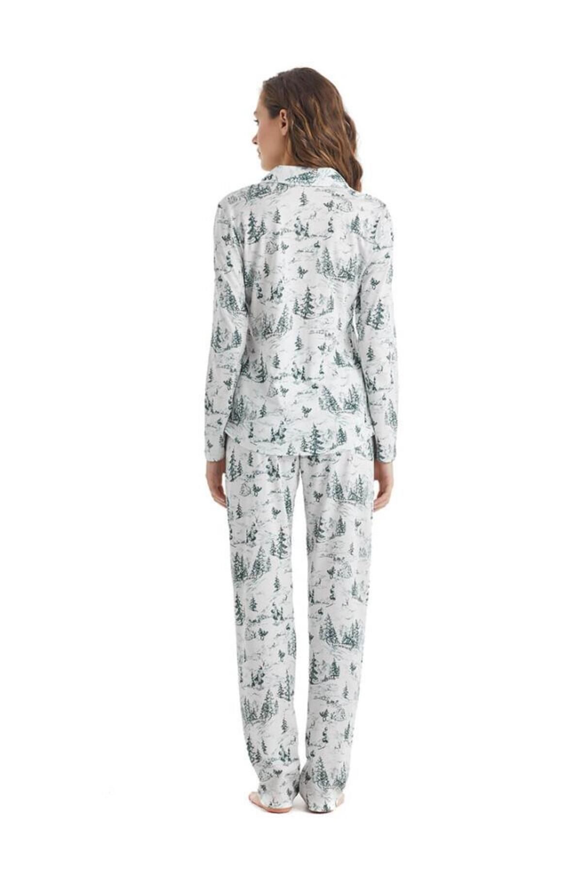 Blackspade-Costum de pijama cu model cu guler de cămașă cu mânecă lungă pentru femei C5T1N2O35 3