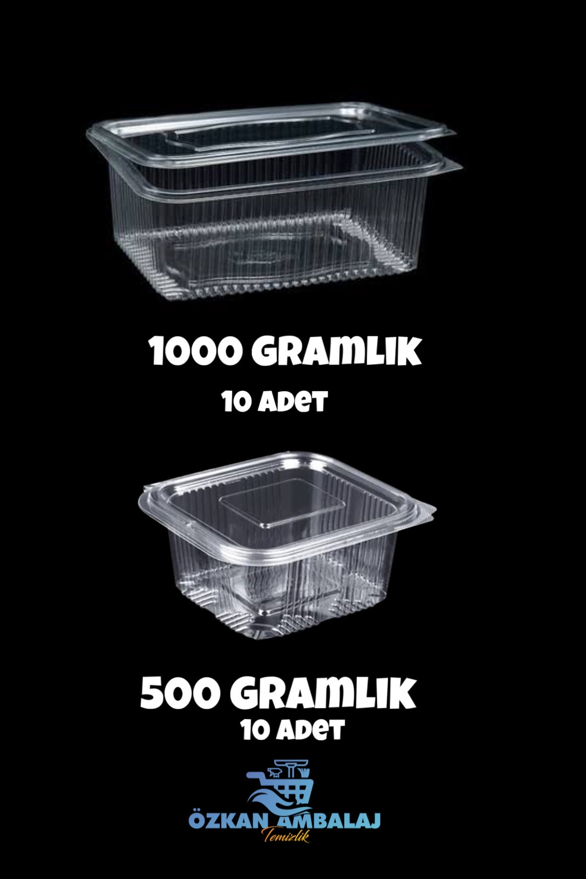 Özkan Ambalaj Temizlik Kullan At Sızdırmaz Şeffaf Buzdolabı Saklama Kabı 1000 Gramlık 10 Adet 500 Gramlık 10 Adet