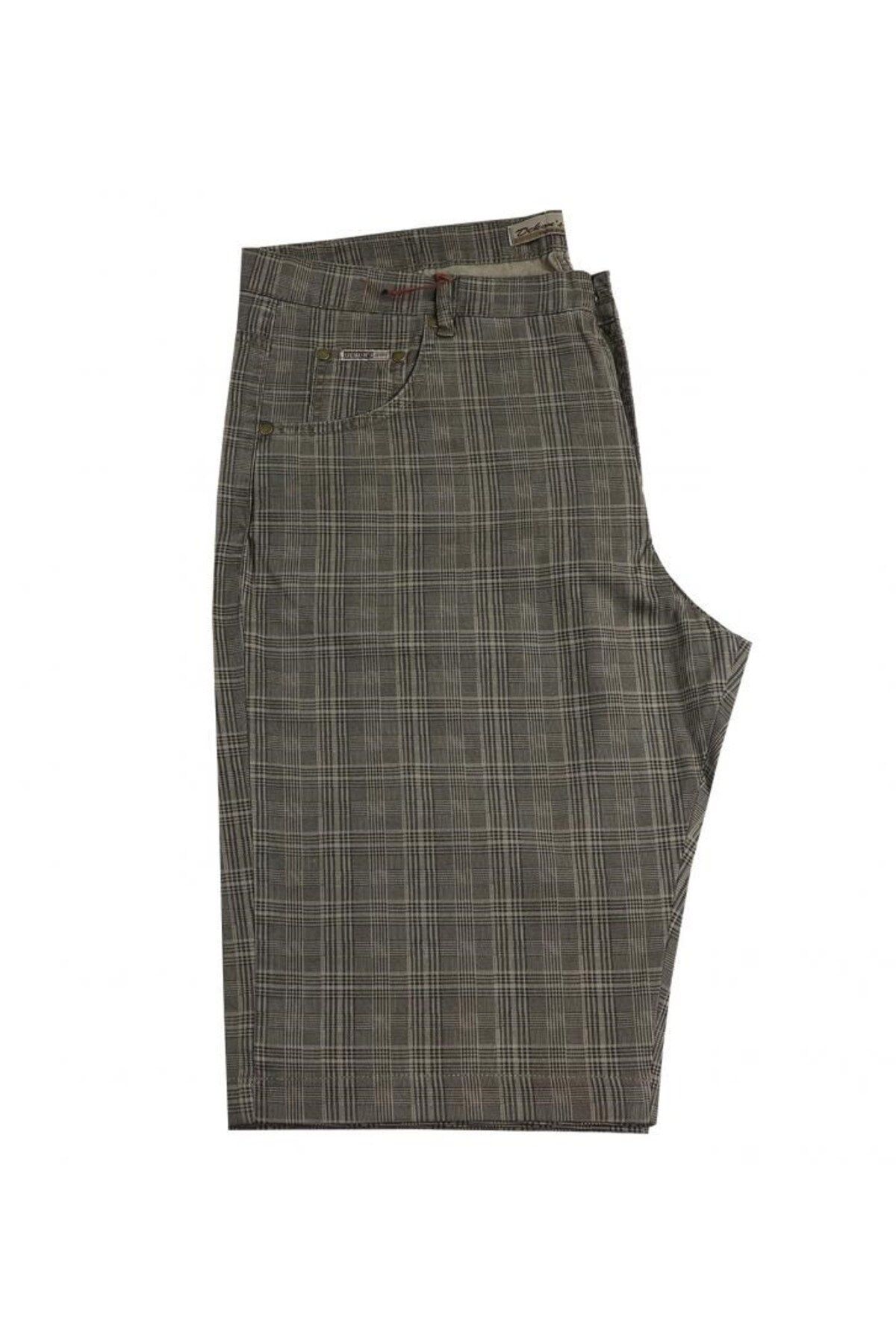 DEKONS-Large Size Oversize Men's Shorts Dekons Plaid Khaki-Brown 3