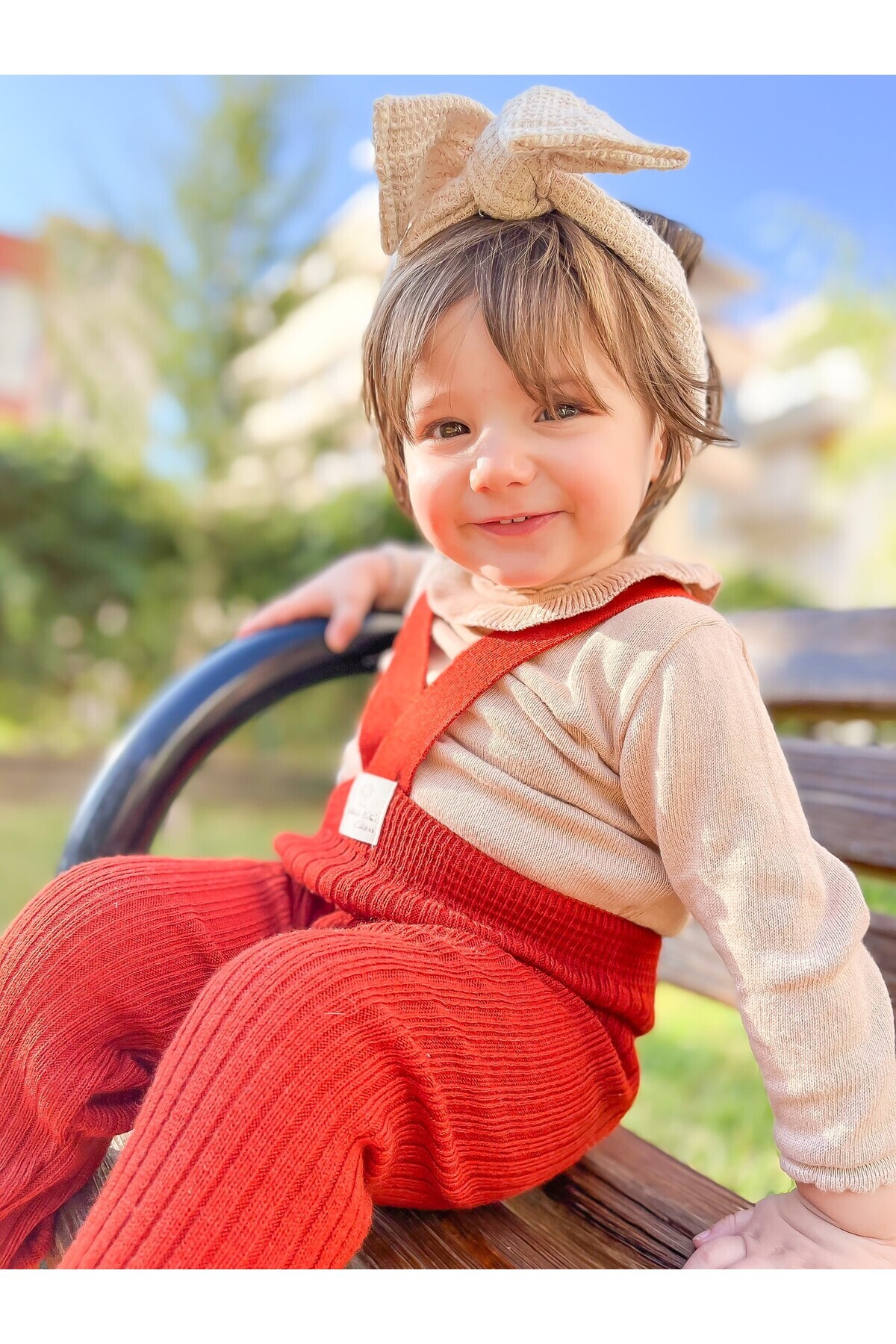 gogo bici Çapraz Askılı Boyu Ayarlanabilir Esnek Triko Salopet Tayt Tulum Bebek Çocuk fotoğrafı 3 (önizleme)