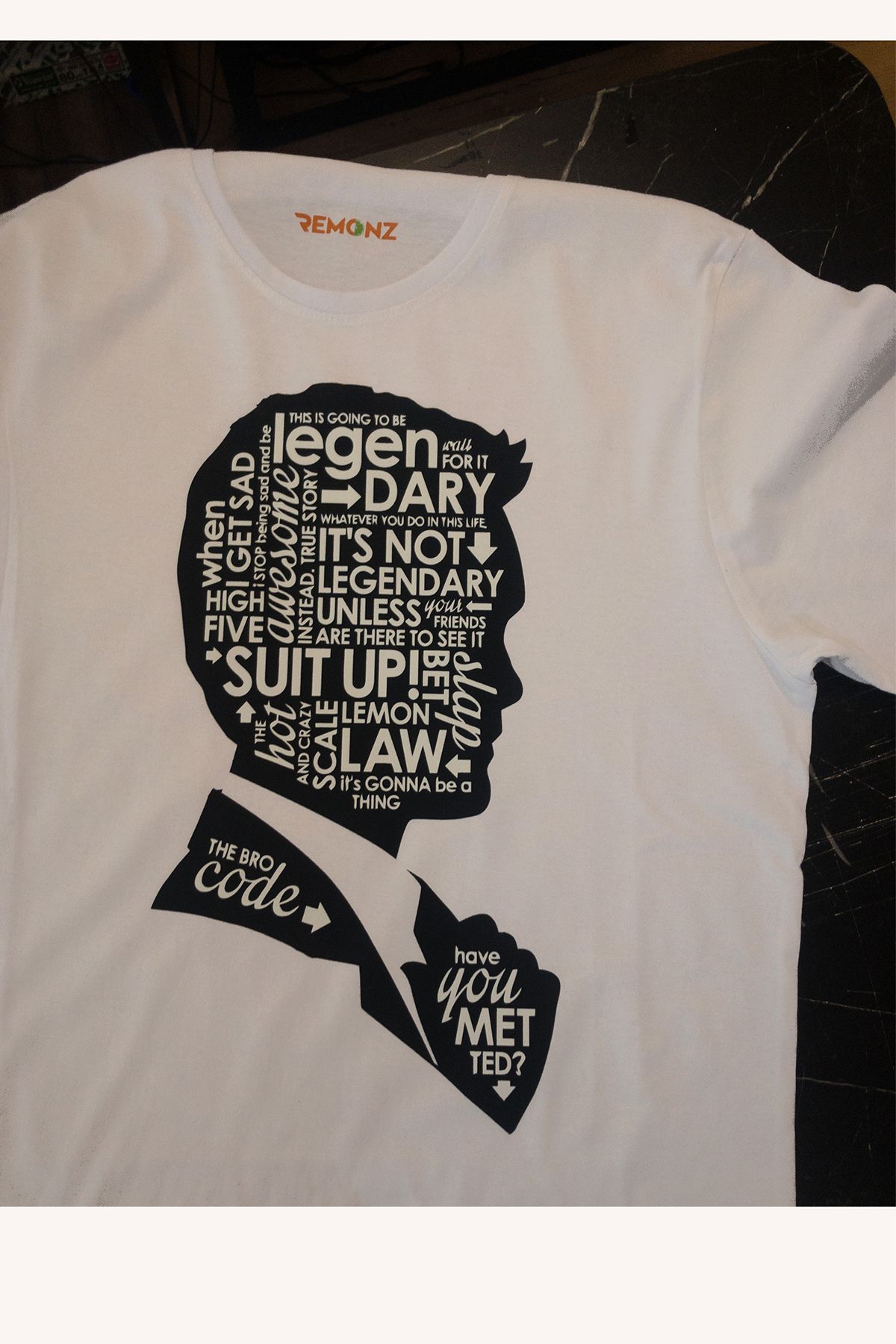 remonz-Barney Stinson Printed 100% Cotton Black Oversize T-shirt 3