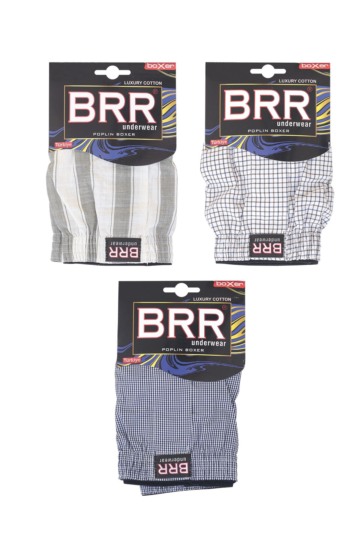 3’lü Paket Karışık Renk Pamuklu Poplin Boxer Şort - 6