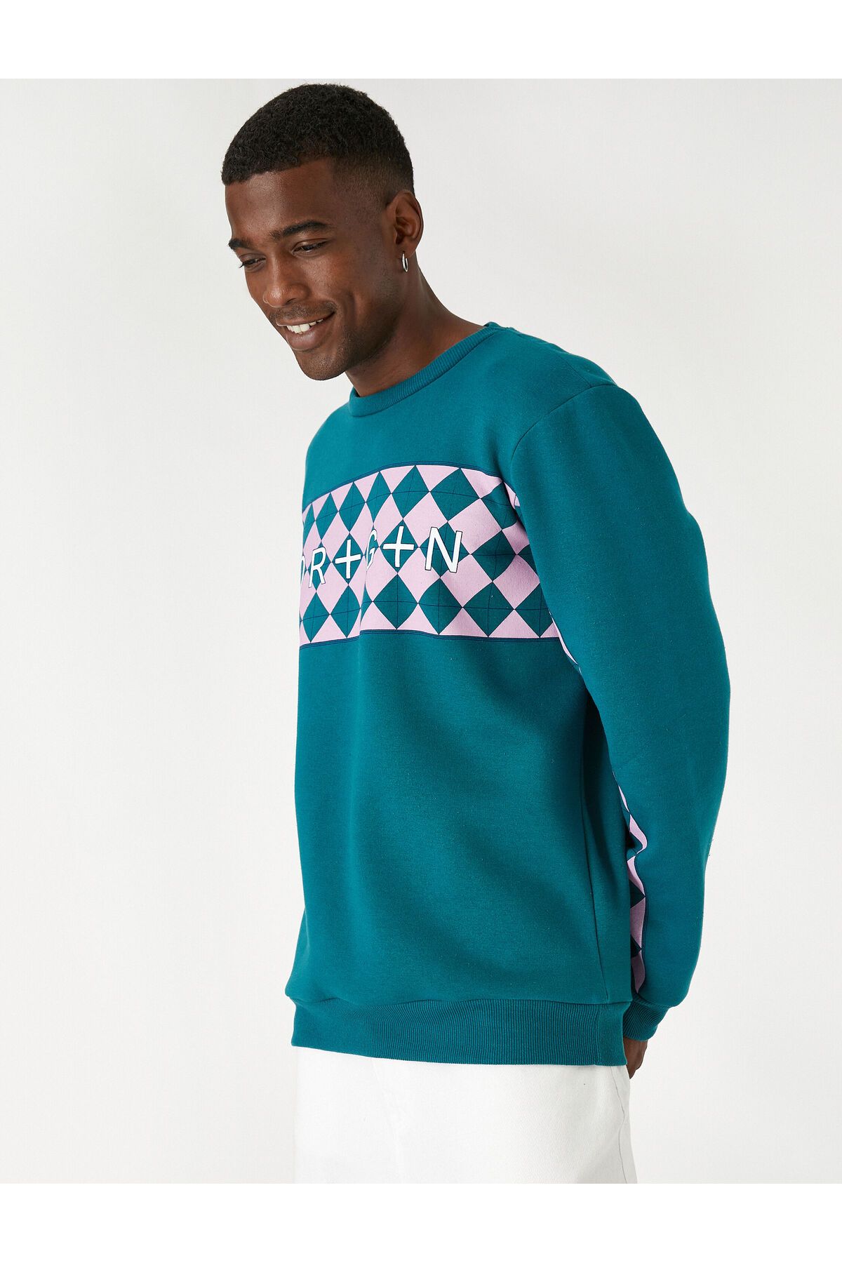 Koton-Slogan Printed Sweatshirt with Raster 1