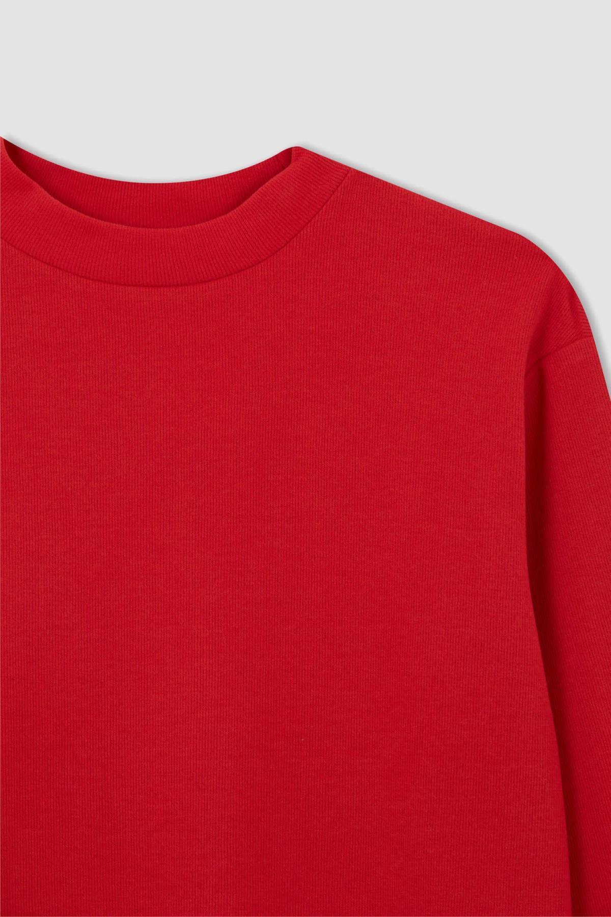 DeFacto-Regular Fit Crew Neck Selanik Fabric hosszú ujjú tunika 8