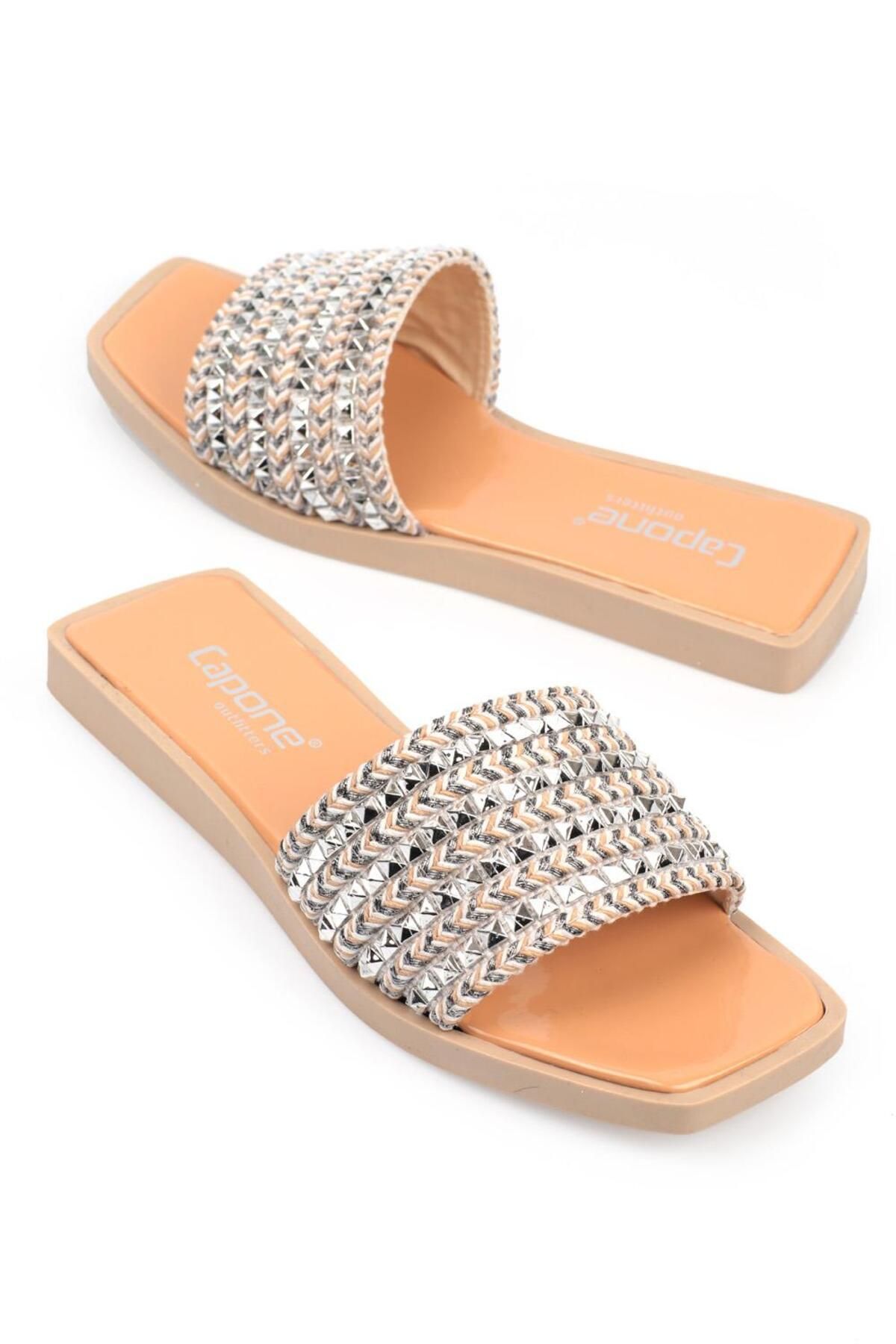 Capone Outfitters-Capone Trock egypántos anya ezüst női papucs 7