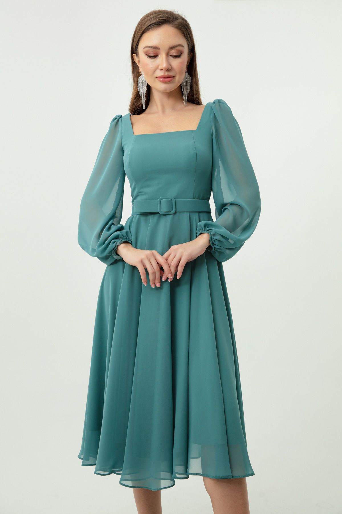 Mint chiffon dress discount