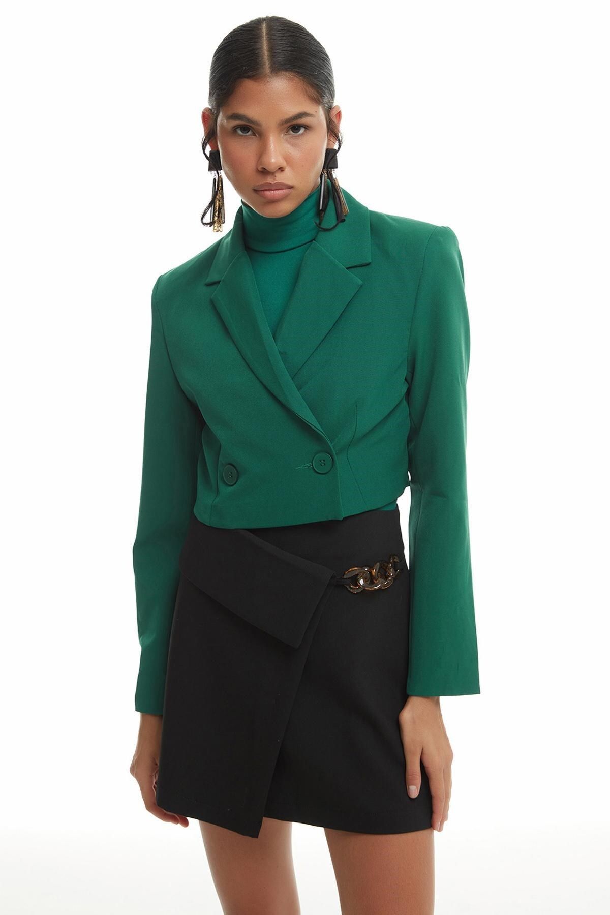Dark green outlet cropped jacket