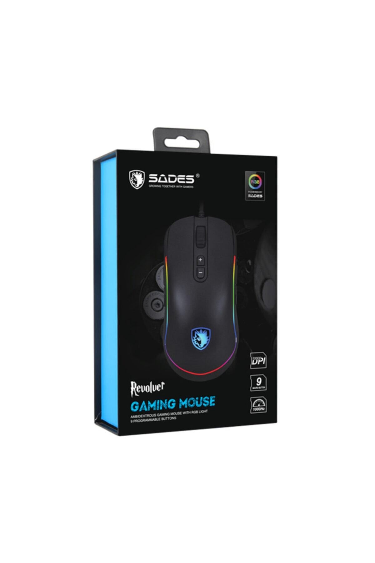 Sades-S11 Revolver Rgb Gaming Gaming Mouse - Black/Blue 7