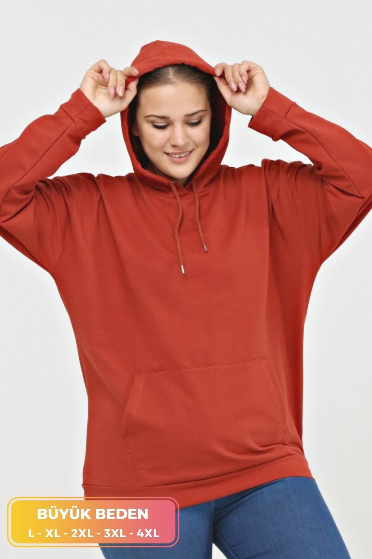 tarz ms per Women s Large Size Kangaroo Pocket Hooded Hoodie 4