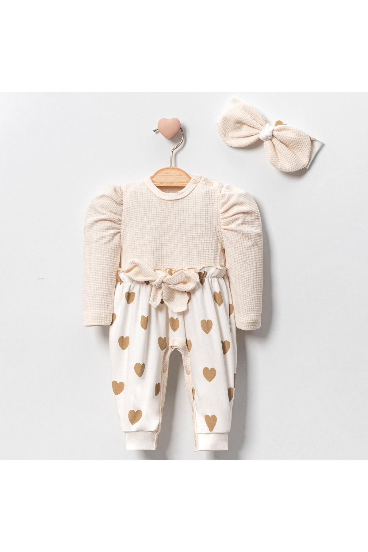 Baby Girl Watermelon Sleeve Heart Romper & Bandana