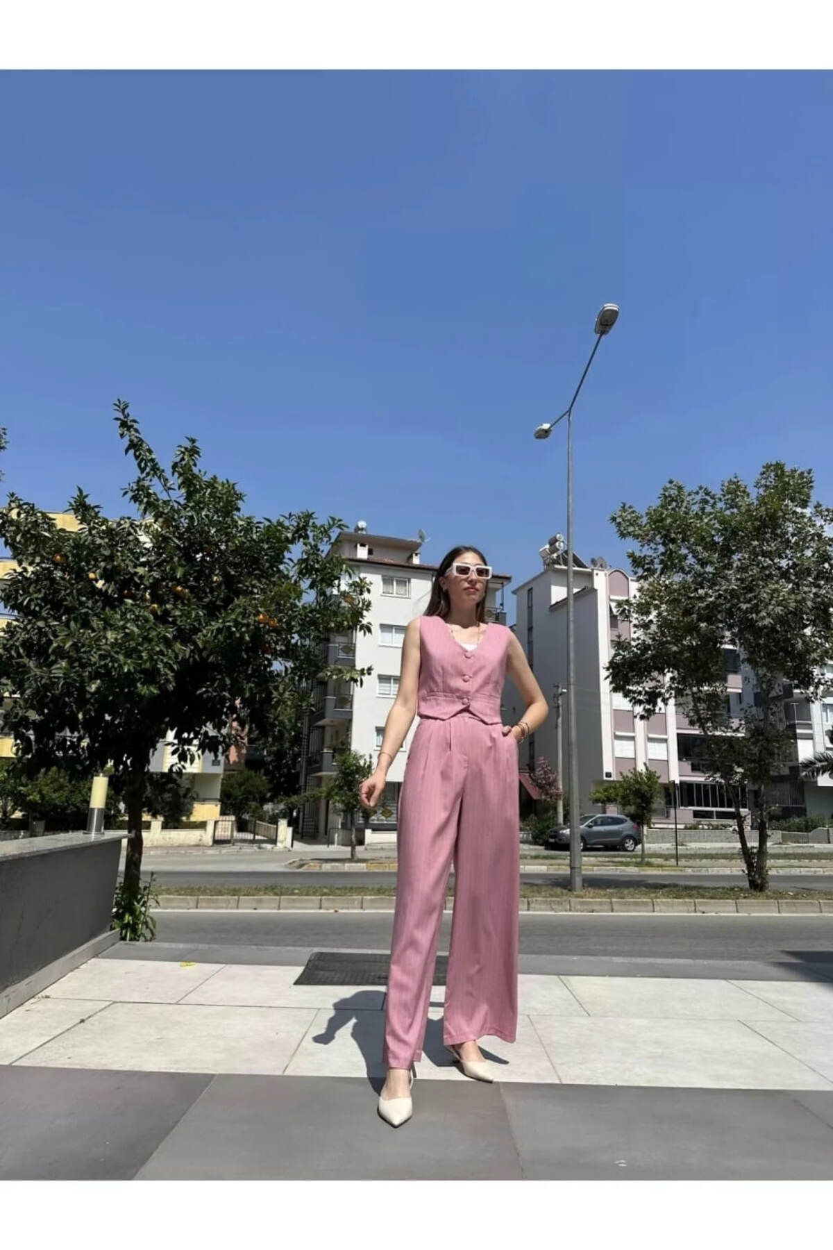 Pink striped 2024 palazzo pants