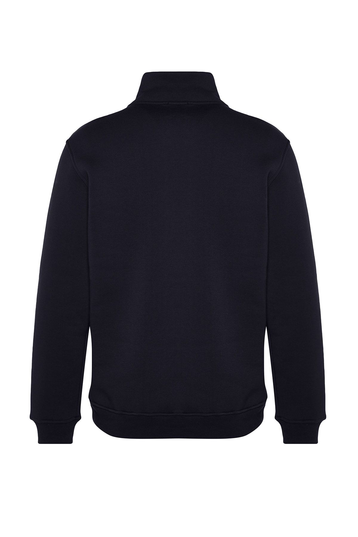 Trendyol Collection-Marineblaues Fleece-Sweatshirt aus Baumwolle mit Stehkragen und Reißverschluss – TMNAW24SW00041 8