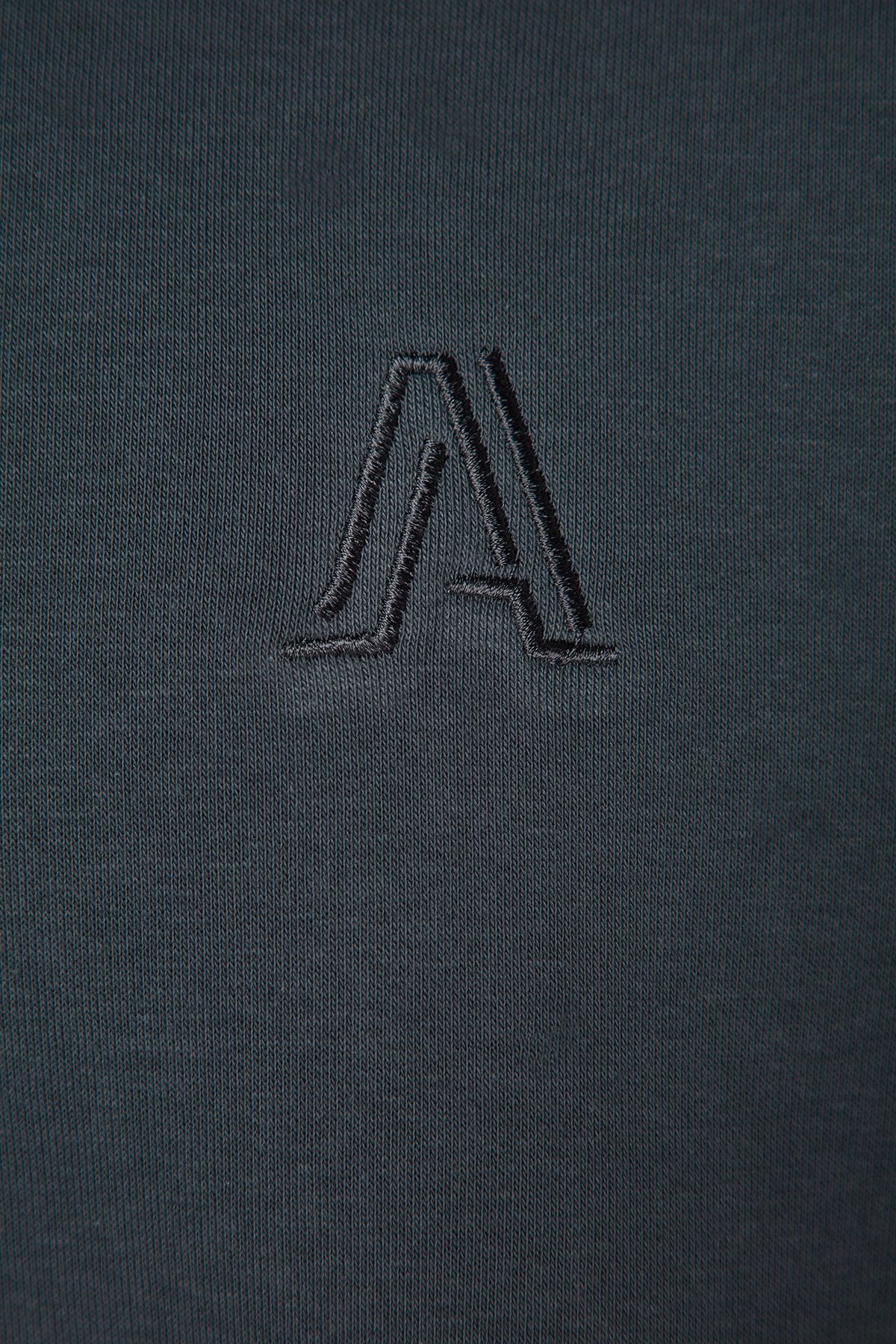 Trendyol Collection-Φούτερ Anthracite Oversize/Wide Cut Half Turtleneck Letter με κέντημα με φλις εσωτερικά TMNAW24SW00046 7