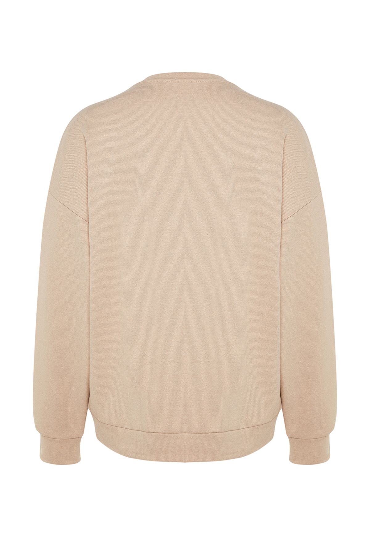 Trendyol Collection-Beigefarbenes, übergroßes/breit geschnittenes, weiches, gebürstetes Thessaloniki-Sweatshirt mit Rundhalsausschnitt TMNAW24SW00057 8