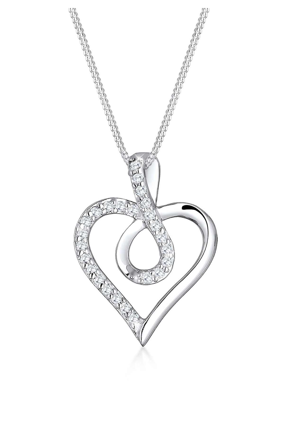 Zollabfertigung ELLI Halskette Infinity Unendlichkeit - Silber Herz Zirkonia Trendyol