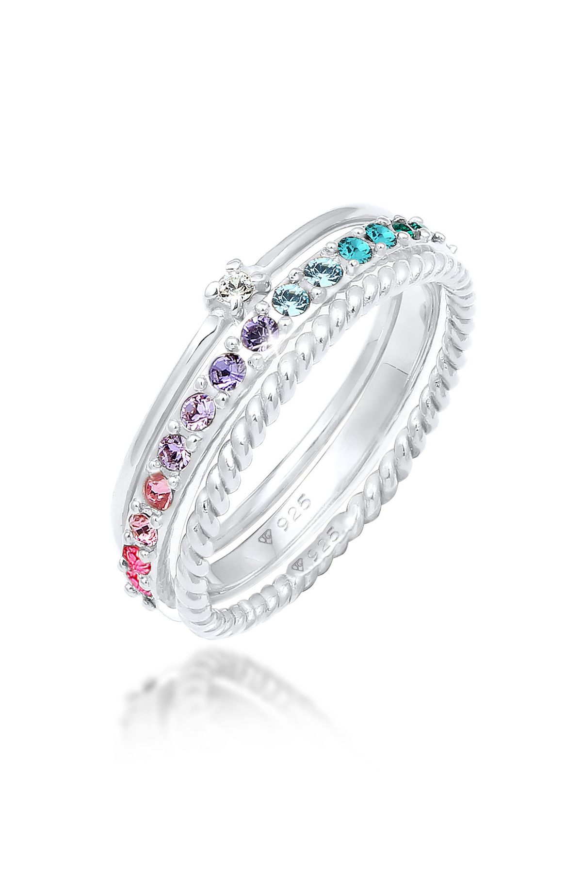ELLI-Ring-Set aus 925er Silber – Pastellkristall 1