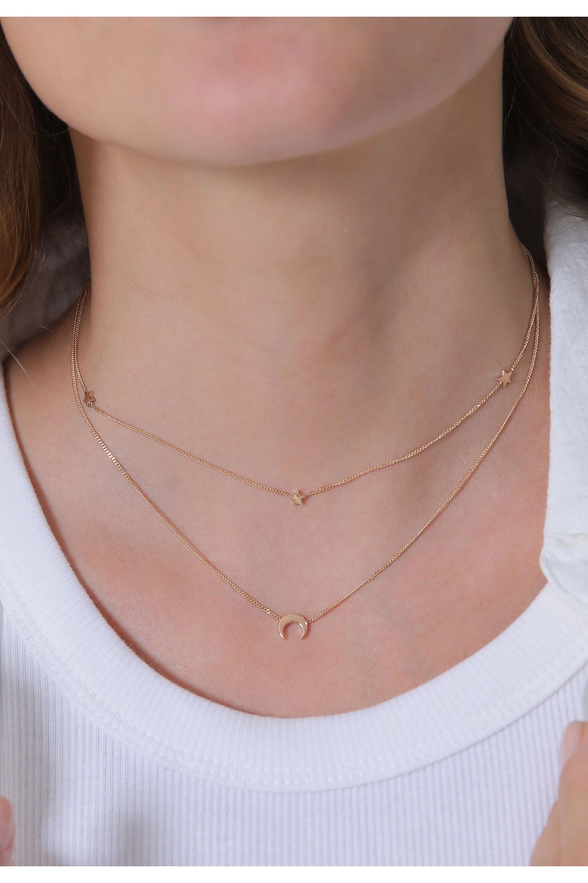 ELLI-Halskette Layered Choker Astro Halbmond Sterne 925 Silber 6