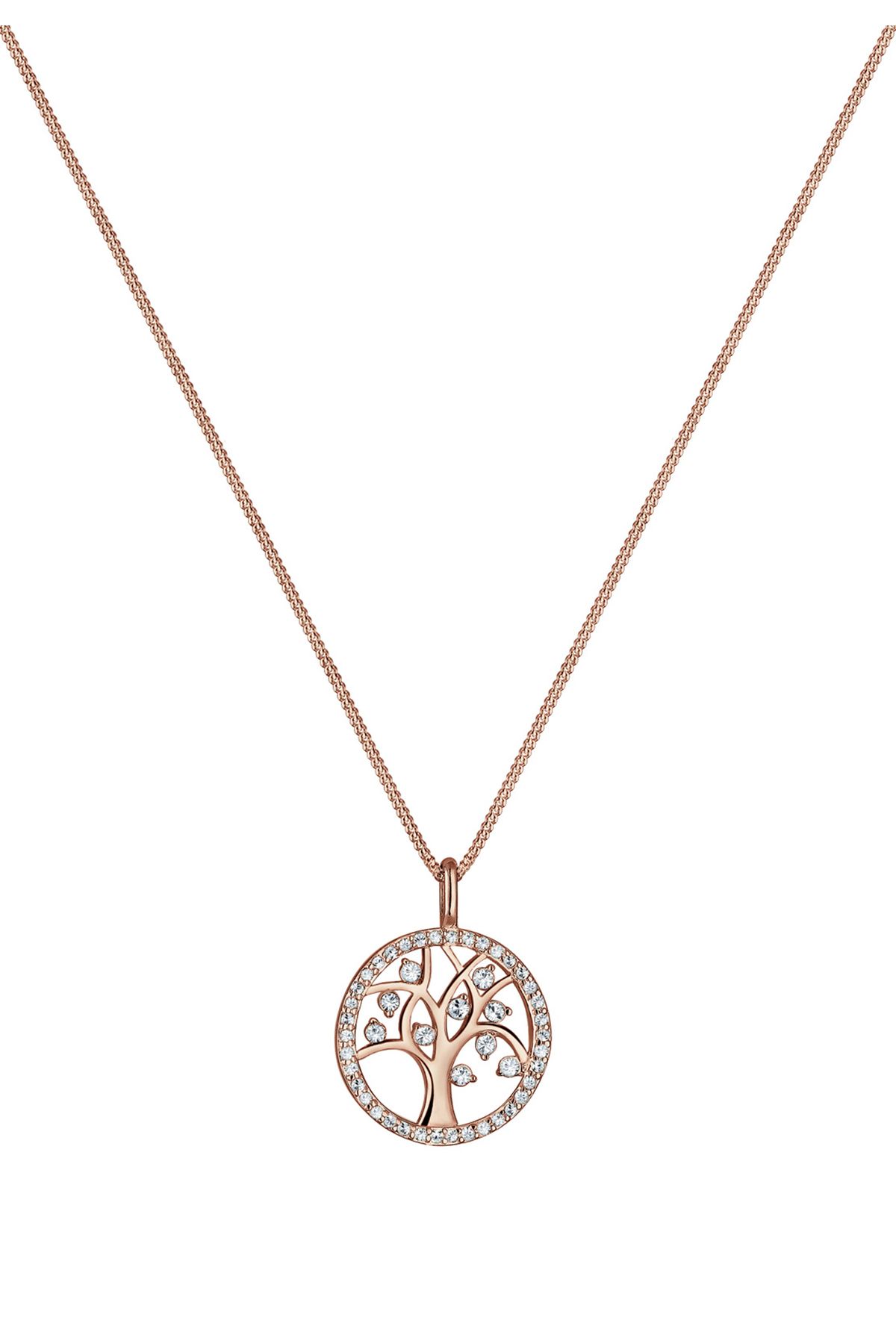 ELLI-Damenhalskette aus 925er-Sterlingsilber mit Baum des Lebens, gemusterten Kristallen 2