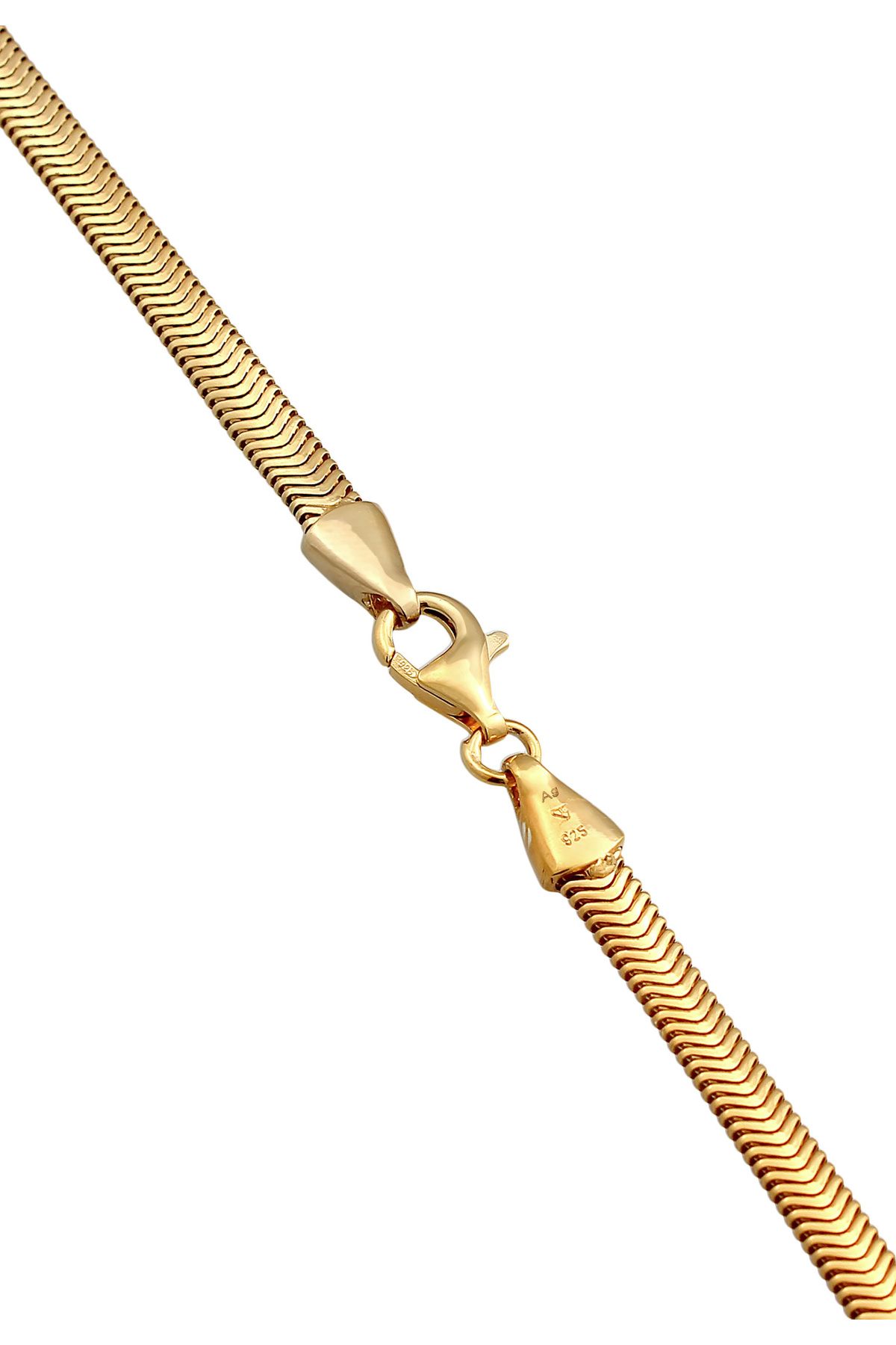 925 - Trendyol Flache Silber Fischgräte Schlangenkette KUZZOI Halskette