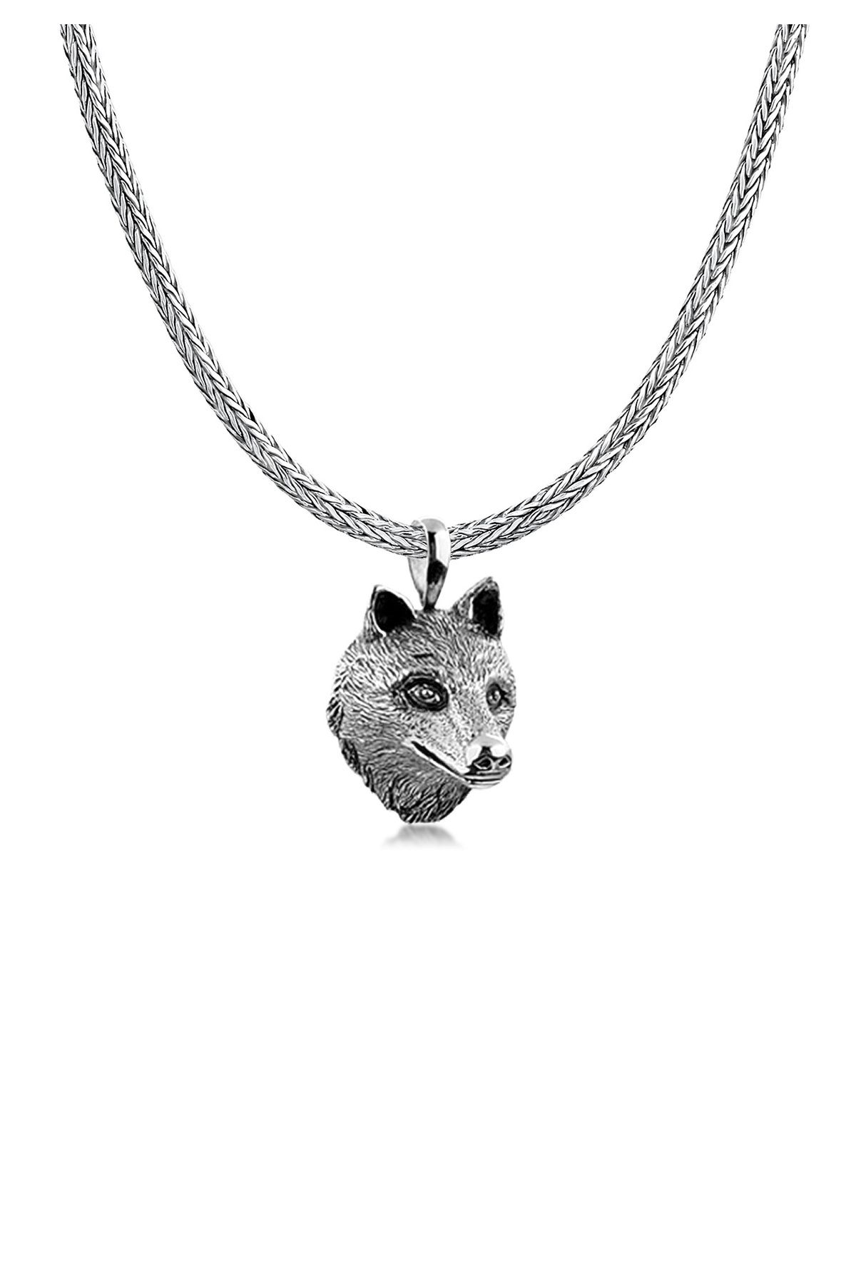 KUZZOI Halskette Männerkette Wolfskopf Anhänger Massiv 925 Silber - Trendyol