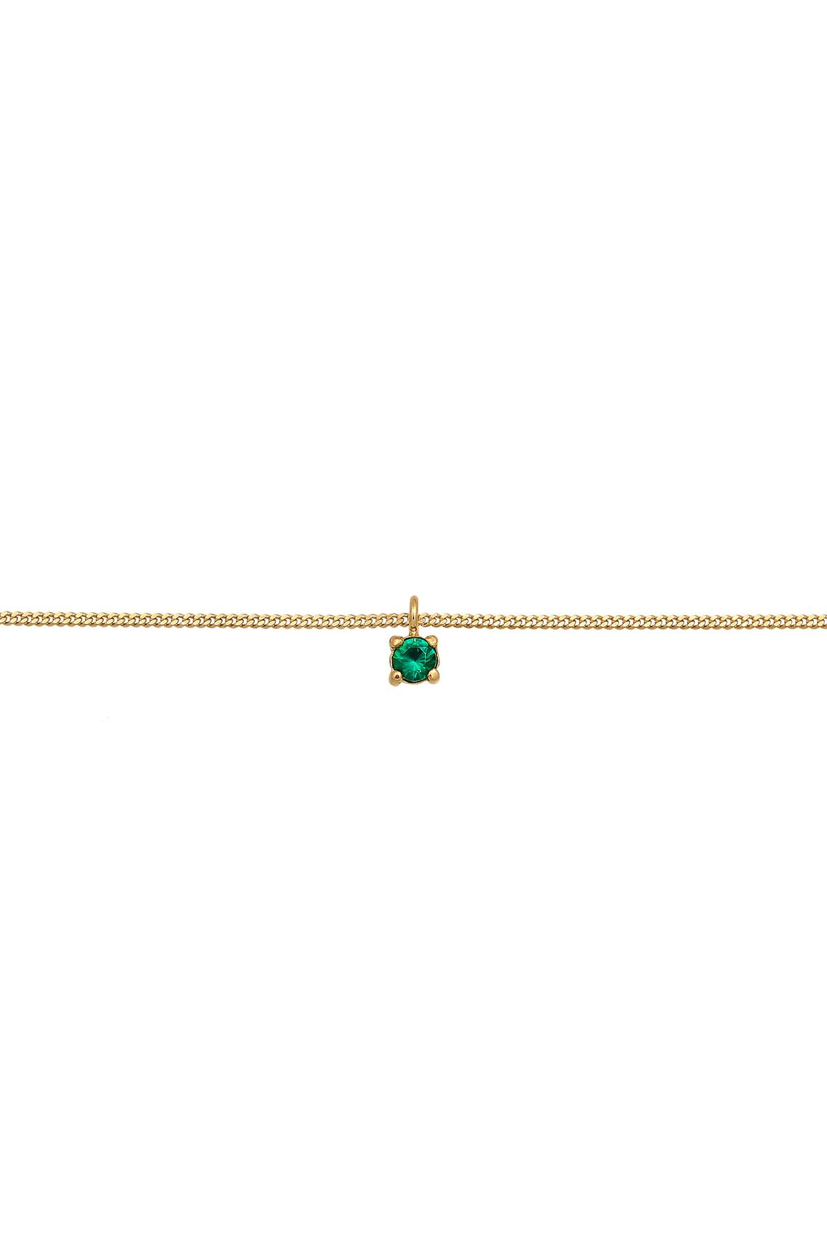 ELLI-Halskette Damen Choker Basic mit synthetischem Smaragd in 925 Sterling Silber vergoldet 2