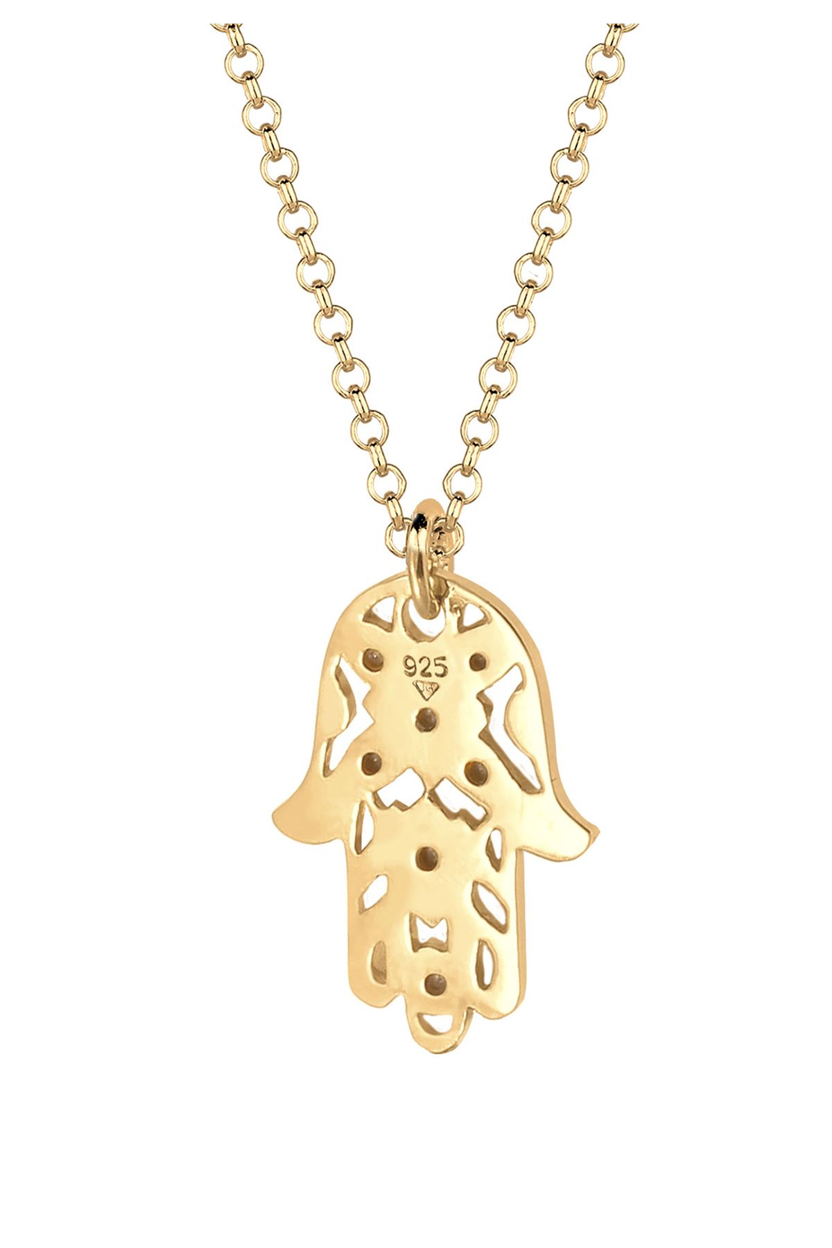 ELLI-Halskette Damen Hamsa Hand Anhänger mit Kristallen in 925 Sterling Silber vergoldet 4