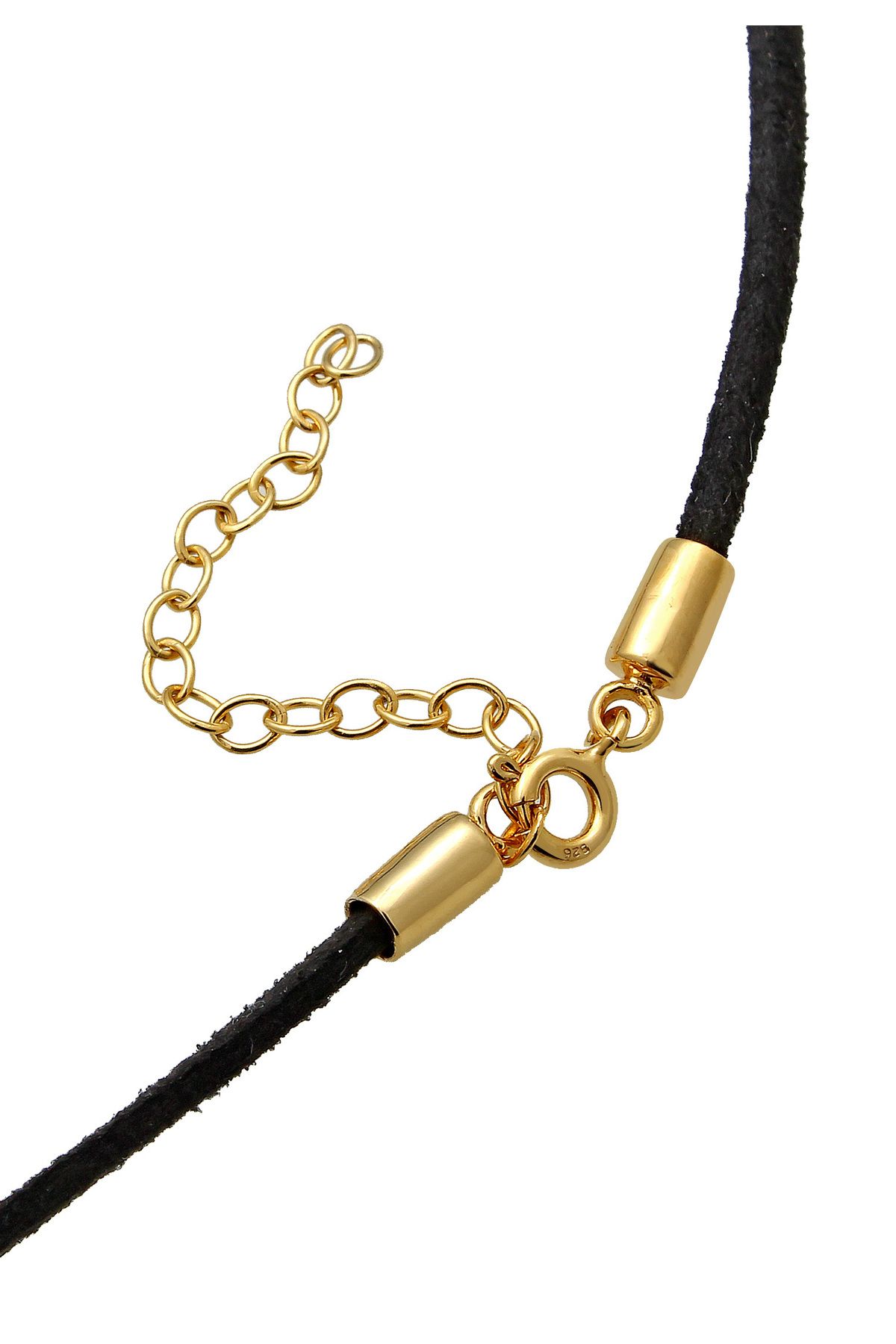 ELLI-Colier Choker negru din catifea - argint 925 cu finisaj auriu 4