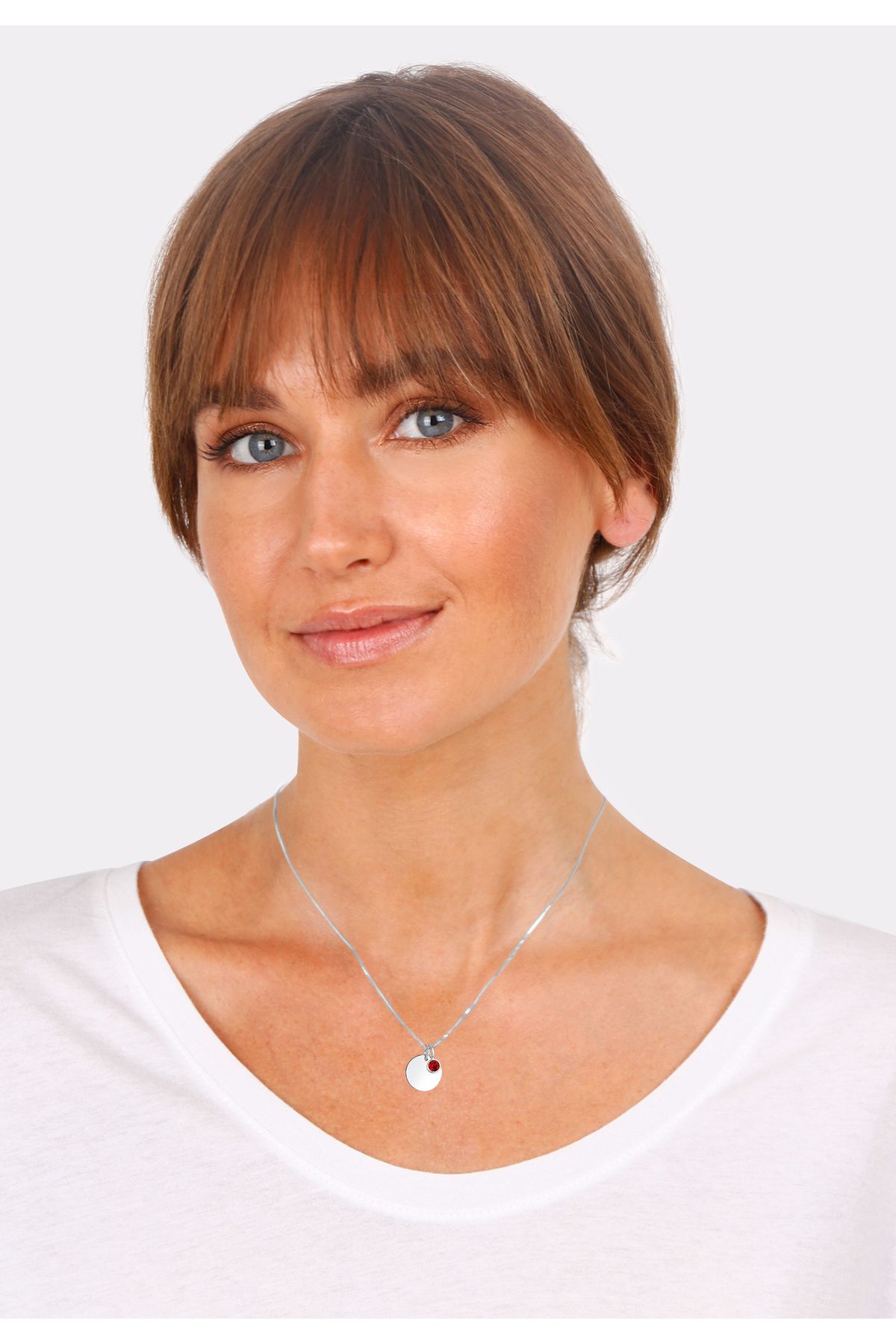 ELLI-Halskette Plättchen Geburtsstein Kristall 925 Silber 5