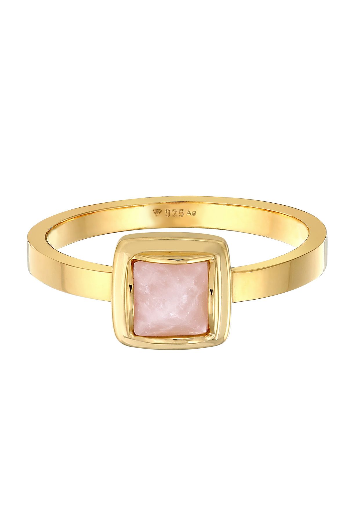 ELLI-Premium-Damenring – Solitaire-Pyramide, rosa Quarz, 925er Sterlingsilber, vergoldet 2