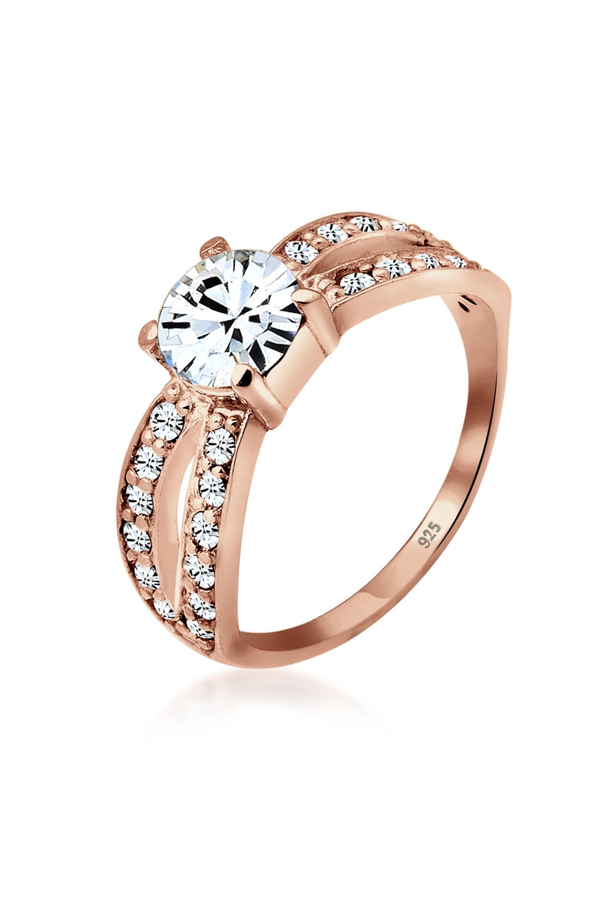 ELLI Ring – Solitär, 925er Sterlingsilber, Glamourös Mit Kristallen für Damen - 58