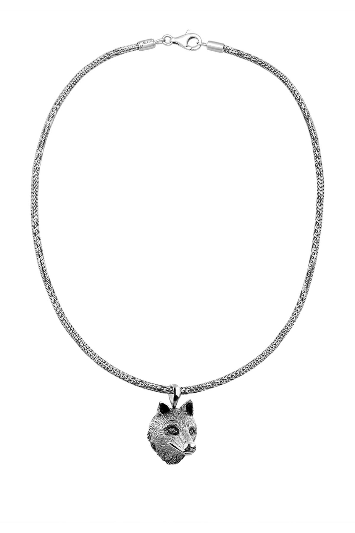 KUZZOI Halskette Männerkette Wolfskopf 925 Massiv Anhänger - Trendyol Silber