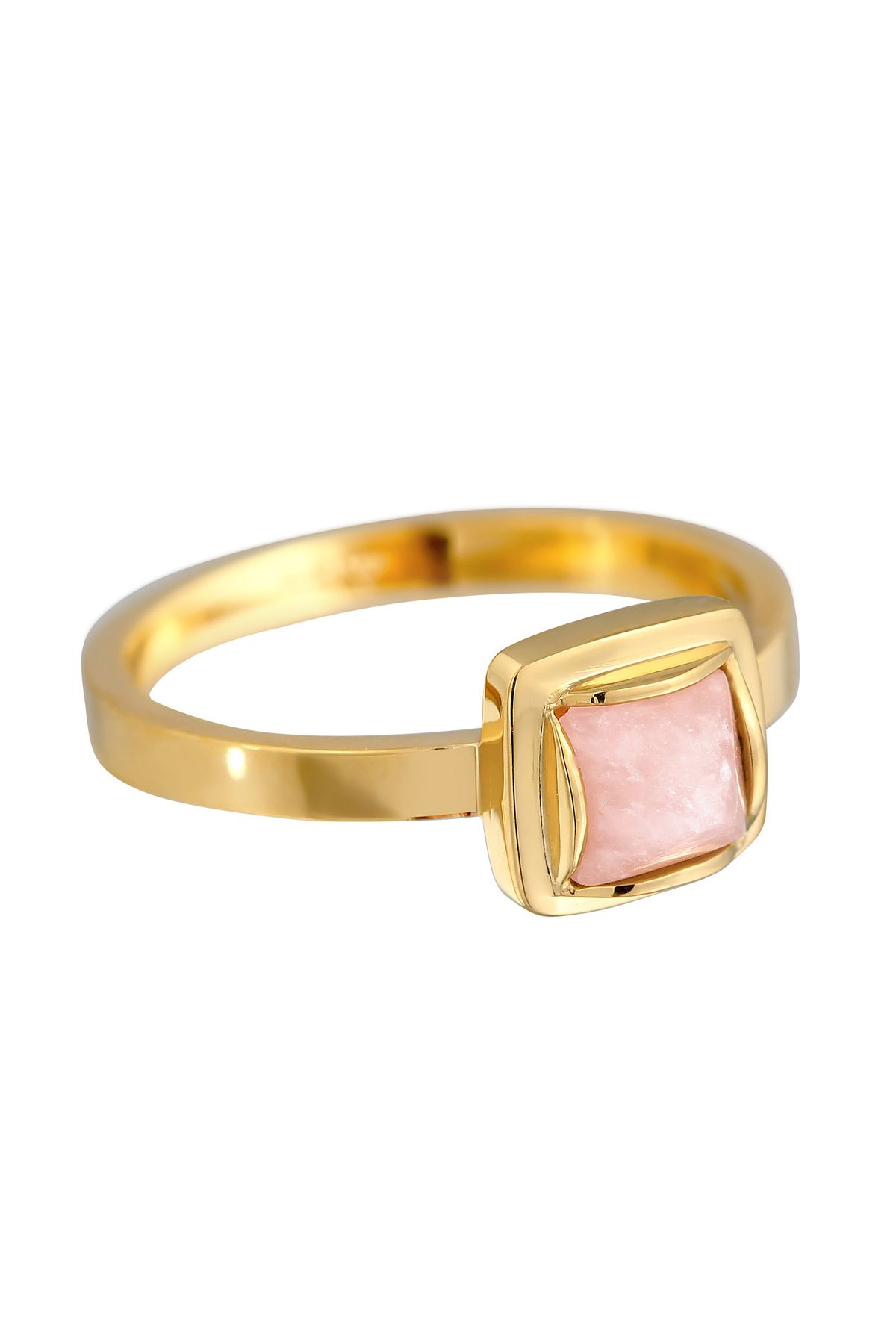 ELLI-Premium-Damenring – Solitaire-Pyramide, rosa Quarz, 925er Sterlingsilber, vergoldet 4