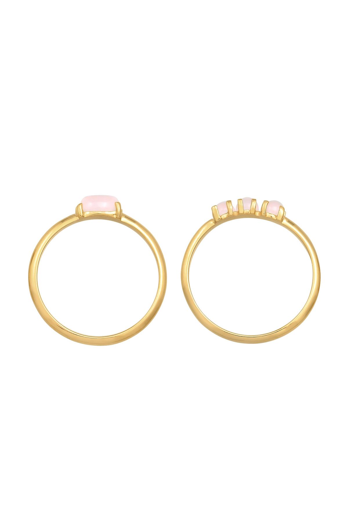 ELLI-Ring Damen Stapelring Set Vintage Trend Rosa Quarz 925 Sterling Silber vergoldet 3